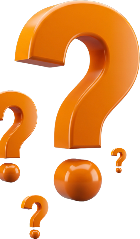 Illustration of orange 3D question marks